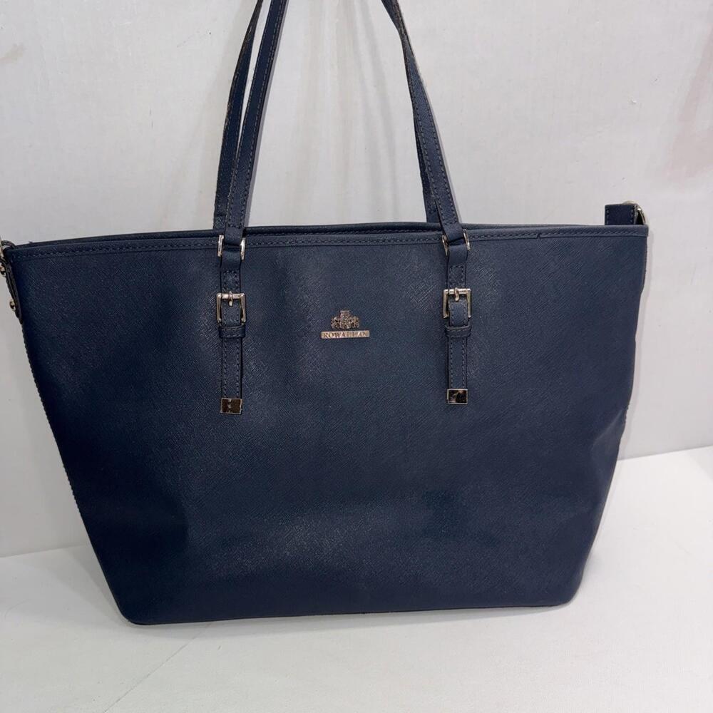 Rowallan Large Old Money Minimalist Navy Blue Canvas Tote Purse